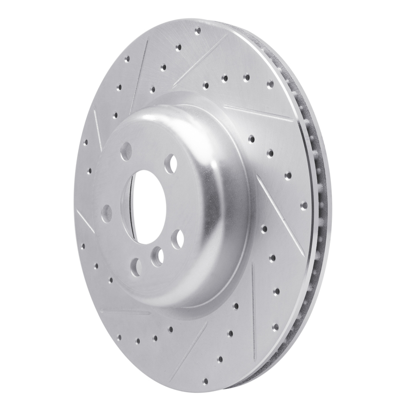 BMW 540I xDrive Brake Rotor (1) - Rear Left - R1 Concepts - Drilled & Slotted - Silver - `16-`25